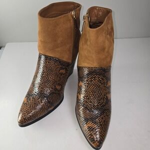 Comfort East Steps Women's Brown Snake Print Suede Wedge Ankle Boots Size 11
